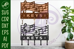 Music notes curve Key holder designs for wood and metal Product Image 1