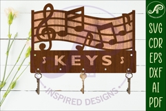 Music notes curve Key holder designs for wood and metal Product Image 2