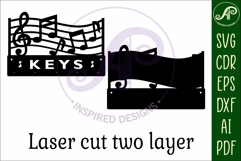 Music notes curve Key holder designs for wood and metal Product Image 5