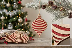 Curved Stripes Christmas Ornament SVG Wood Laser Cut Product Image 1