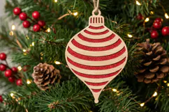 Curved Stripes Christmas Ornament SVG Wood Laser Cut Product Image 2