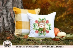 Watercolor Snowman & Christmas Wreath PNG For Sublimation Product Image 2