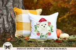 Watercolor Polar Bear & Christmas Wreath PNG For Sublimation Product Image 2