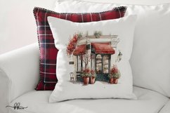 Red &amp; Cream Cafe Watercolor Clipart Illustrations Product Image 5