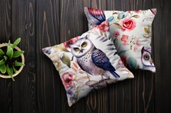 Watercolor Floral Owl Seamless Pattern Digital Papers Product Image 3