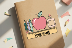 Custom Apple and Pencil Name SVG | Back to School Name Tag Product Image 2