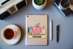 Custom Apple and Pencil Name SVG | Back to School Name Tag Product Image 3