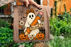 Custom Floral Halloween Teacher Png, Halloween Teacher Product Image 1