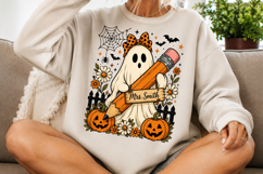 Custom Floral Halloween Teacher Png, Halloween Teacher Product Image 2