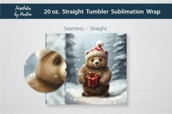 personalized Christmas Bear Skinny Tumbler Wrap for sublimation