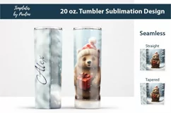 personalized Christmas Bear Skinny Tumbler Wrap for sublimation