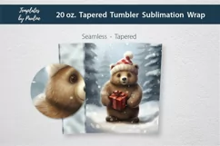 personalized Christmas Bear Skinny Tumbler Wrap for sublimation