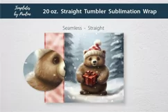 Personalized Christmas Bear Skinny Tumbler Wrap for sublimation