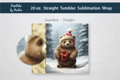 Custom Name Christmas Bear Skinny Tumbler Wrap for sublomation
