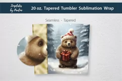 Custom Name Christmas Bear Skinny Tumbler Wrap for sublomation