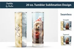 Custom Name Christmas Bear Skinny Tumbler Wrap for sublomation
