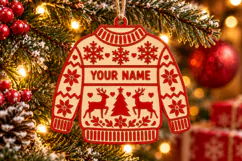 Custom Name Christmas Ornament SVG, Laser Cut Sweater SVG Product Image 1