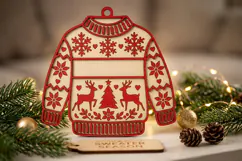 Custom Name Christmas Ornament SVG, Laser Cut Sweater SVG Product Image 2