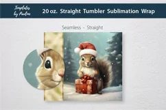 Custom Name Christmas Squirrel Skinny Tumbler Wrap for sublimation