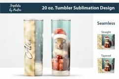 Custom Name Christmas Squirrel Skinny Tumbler Wrap for sublimation