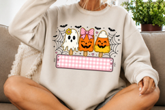 Custom Name Kids Halloween Png, Cute Ghost Pumpkin Candy Png Product Image 2