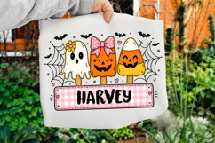 Custom Name Kids Halloween Png, Cute Ghost Pumpkin Candy Png Product Image 3
