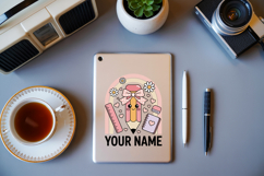 Custom Pencil and Boho Rainbow Name SVG | School Name Tag Product Image 3