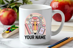 Custom Pencil and Boho Rainbow Name SVG | School Name Tag Product Image 4