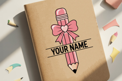 Custom Pencil Name Label SVG | Back to School Name Tag Product Image 2