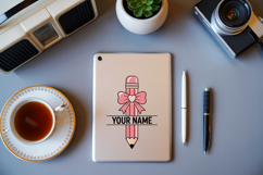 Custom Pencil Name Label SVG | Back to School Name Tag Product Image 3
