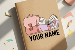 Custom School Bag and Book Name SVG | Custom School Name Tag Product Image 2