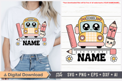 Custom School Bus Name Tag SVG | Back to School Name Tag Product Image 1