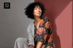 Long Sleeve Loose Dress Mockup, Seamless Pattern Preview PSD Product Image 1