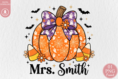 Custom Teacher Halloween Pumpkin Sublimation PNG Product Image 1