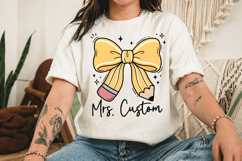 Custom Teacher Name PNG, Pencil Bow Sublimation Design Product Image 2