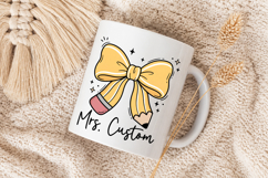 Custom Teacher Name PNG, Pencil Bow Sublimation Design Product Image 4