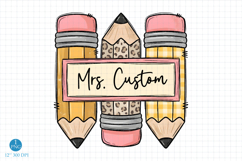 Custom Teacher Name PNG, Pencil Sublimation Design Product Image 1