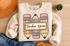 Custom Teacher Name PNG, Pencil Sublimation Design Product Image 4