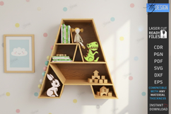 Wooden Letter Bookshelf Laser Cut | Wall Shelf | Home Decor Product Image 1