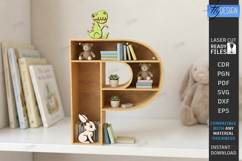 Wooden Letter Bookshelf Laser Cut | Wall Shelf | Home Decor Product Image 1