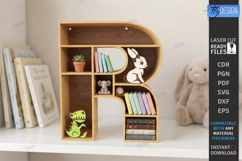 Wooden Letter Bookshelf Laser Cut | Wall Shelf | Home Decor Product Image 1