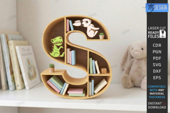 Wooden Letter Bookshelf Laser Cut | Wall Shelf | Home Decor Product Image 1
