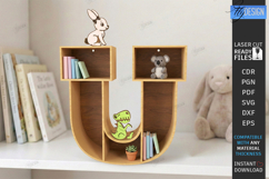 Wooden Letter Bookshelf Laser Cut | Wall Shelf | Home Decor Product Image 1