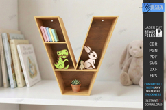 Wooden Letter Bookshelf Laser Cut | Wall Shelf | Home Decor Product Image 1