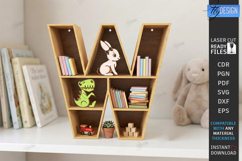Wooden Letter Bookshelf Laser Cut | Wall Shelf | Home Decor Product Image 1
