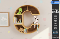 Wooden Letter Bookshelf Laser Cut | Wall Shelf | Home Decor Product Image 1