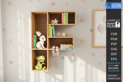 Wooden Letter Bookshelf Laser Cut | Wall Shelf | Home Decor Product Image 1
