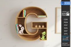 Wooden Letter Bookshelf Laser Cut | Wall Shelf | Home Decor Product Image 1