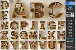 Wooden Letter Bookshelf Laser Cut Bundle | Wall Shelves SVG Product Image 1