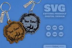 Customable Christmas Wreath Keychain SVG Product Image 2
